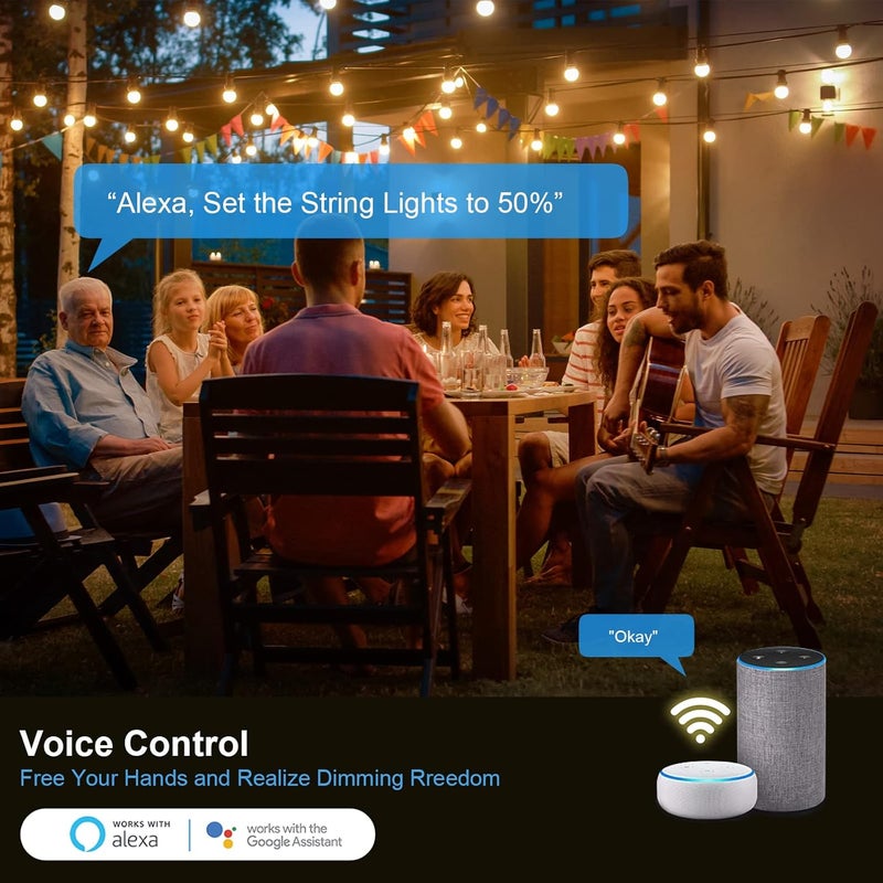 New One Smart Dimmer Plug Outdoor, Outdoor Smart Plug Waterproof, IP65 Smart Outlet, 2.4Ghz WiFi Dimmable Smart Plug Compatible with Google Assistant, Alexa, Smart Life - Image 3